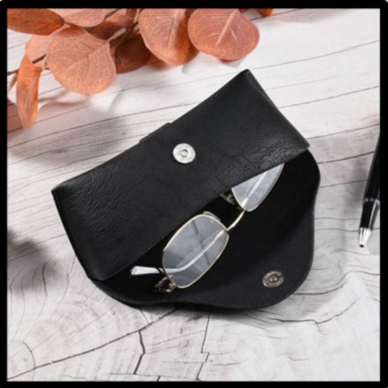 Portátil PU couro Wearable óculos saco, óculos de armazenamento caixa, óculos organizando caso, pode usar no cinto, moda