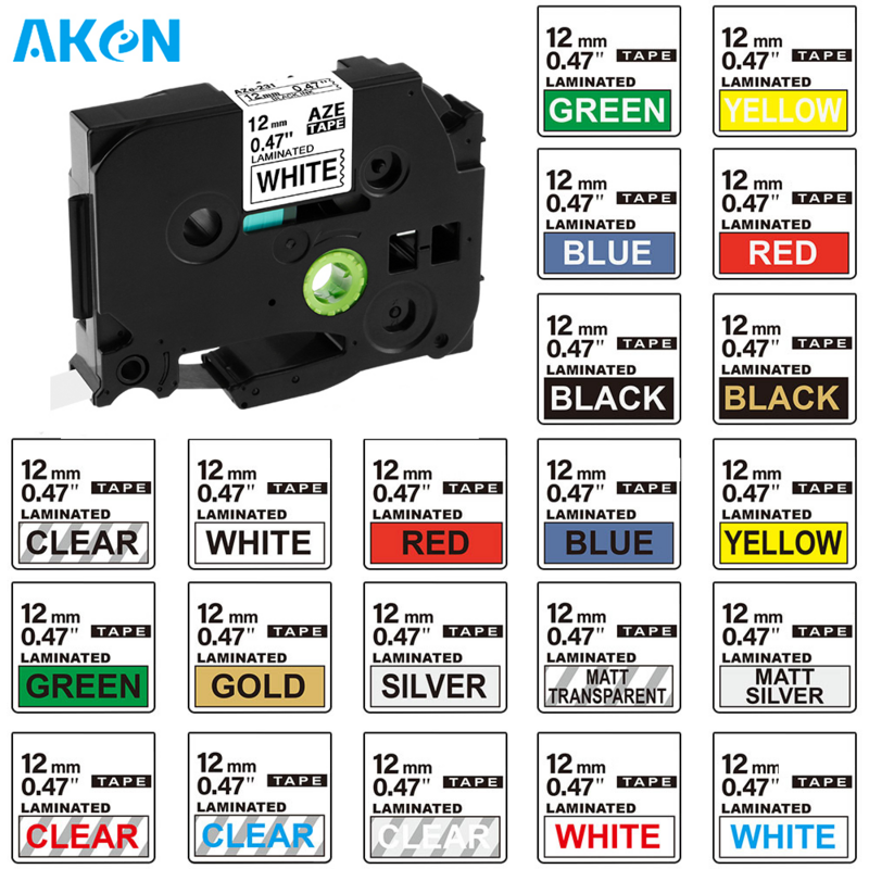 Aken 1pcs TZE-231 Label Tape Compatible for Brother P-touch Label Printer 6/9/12/24MM Ribbon Tape for PT-H100 PT-D200 P710BT