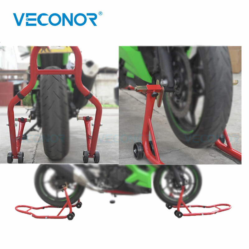 Juego completo de soportes para motocicleta, marco de soporte para rueda delantera y trasera, herramientas de reparación de neumáticos, elevador basculante para reparación de ruedas