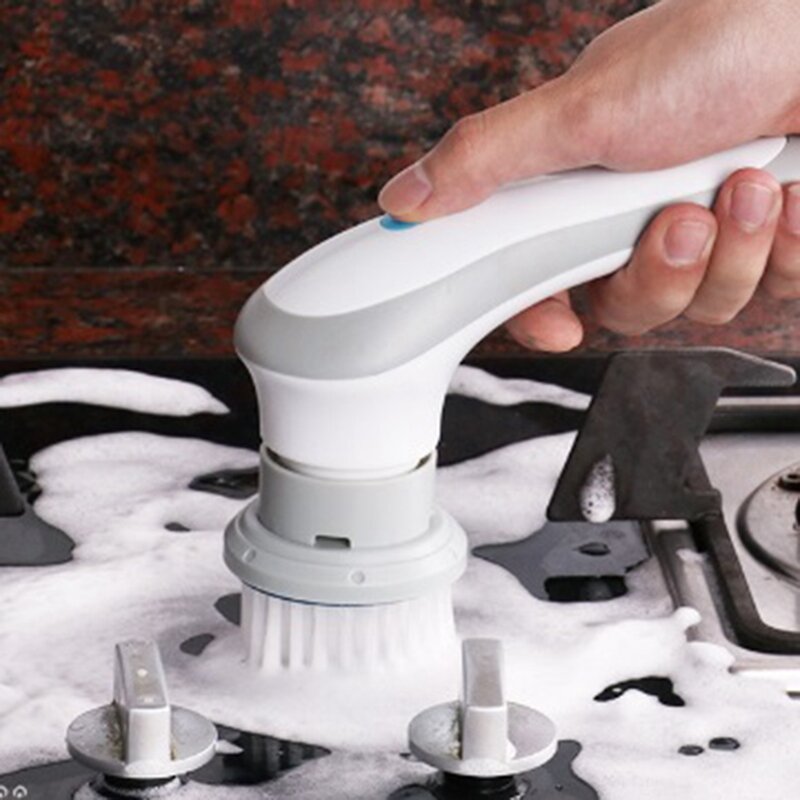 Elektrische Spin Scrubber Draagbare Draadloze Oplaadbare Scrubber Wit & Grijs Voor Badkamer Badkuip Keuken