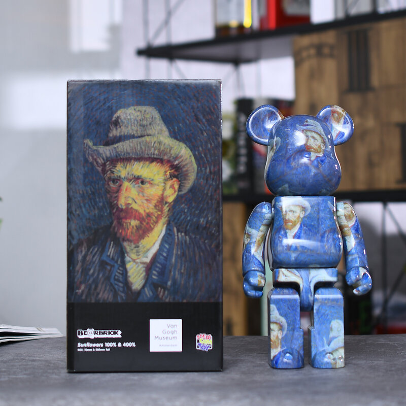 Bearbrick Modelo de Van Gogh, Urso Violento, Céu Noturno Estrelado, Decoração da Estátua, Brinquedo Display, Boneca Tide Hand, Anime Blind Box Presentes, 400%, 28cm