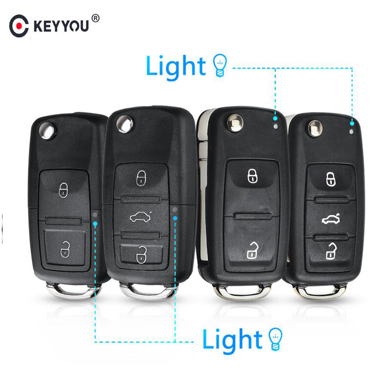 KEYYOU 2 Buttons Car Key Switchblade Key Flip Key Shell For VW Polo Passat B5 Tiguan Golf For VOLKSWAGEN MK4 Seat Skoda