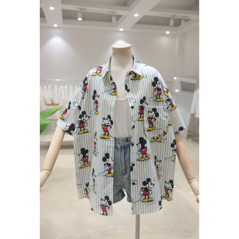 Camisa de manga curta para as mulheres, roupas de verão, soltas e casuais, feitas de algodão, com um número de design, com um número de design, o que é muito bom para o verão, 2024