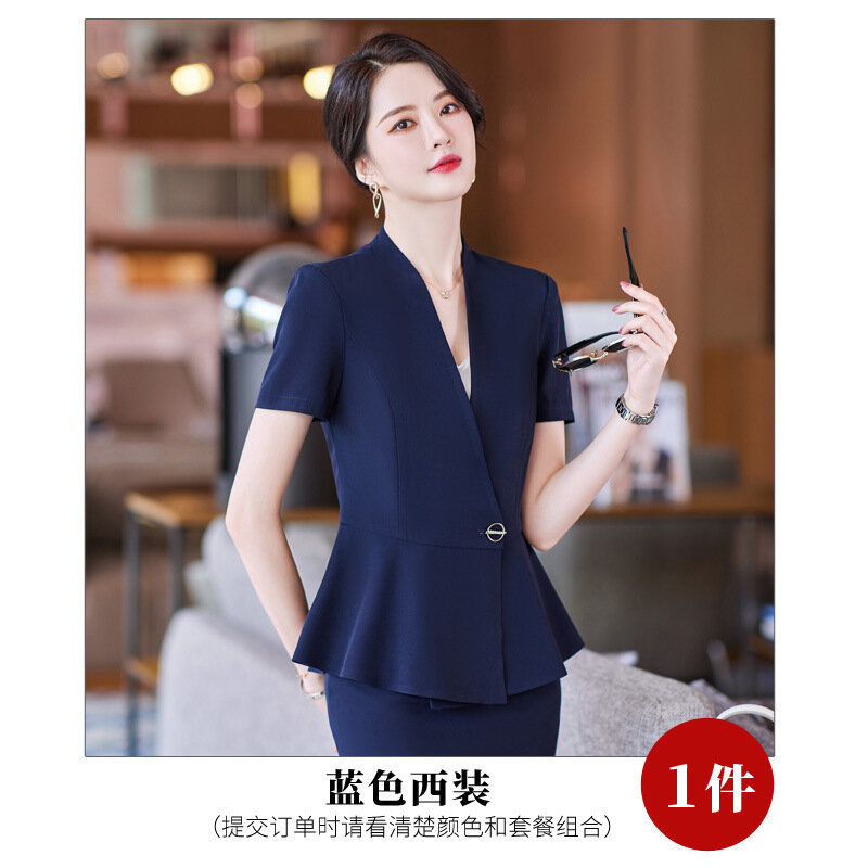 Business Wear Suit Women's Summer Fashion Short Sleeve Small Hotel Manager New Temperament Jewelry Shop Workwear