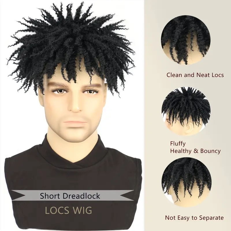 Синтетические волосы дреды для мужчин и женщин, афро кудрявые вьющиеся парики, плетеные волосы дреды с зажимами для повседневной носки
