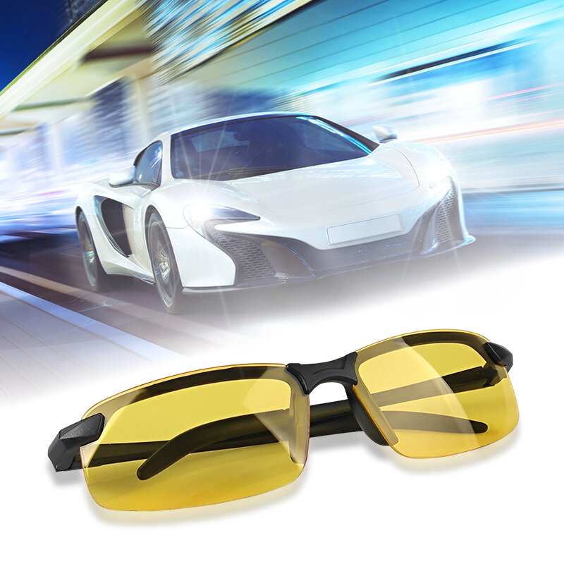 نظارات للرؤية الليلية الرجال المضادة للوهج القيادة حملق نصف إطار الاستقطاب النظارات الشمسية للسائق UV400 2 قطعة نظارات النهار والليل