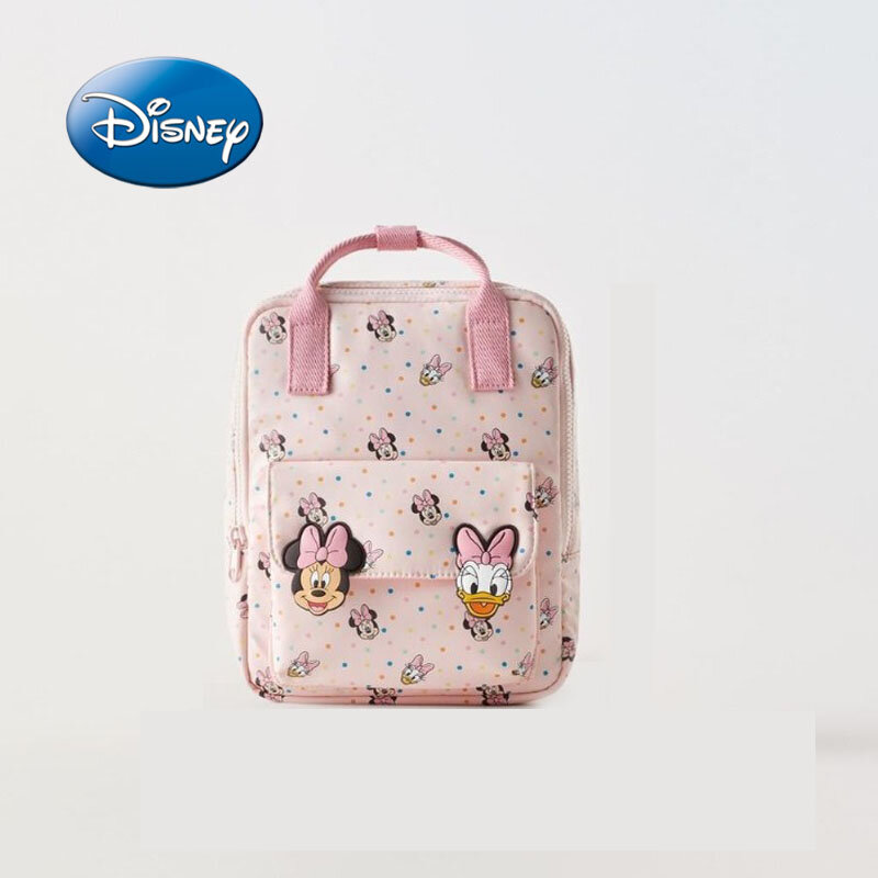 Disney 2024 New Minnie Cartoon Children's Backpack Mini School Bag Cute Shoulder Bag for Boys and Girls