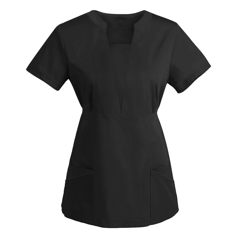 Женская спа-униформа в Корейском стиле, топы для салонов красоты, приталенная туника с коротким рукавом, блузки в стиле пэчворк, оптовая продажа