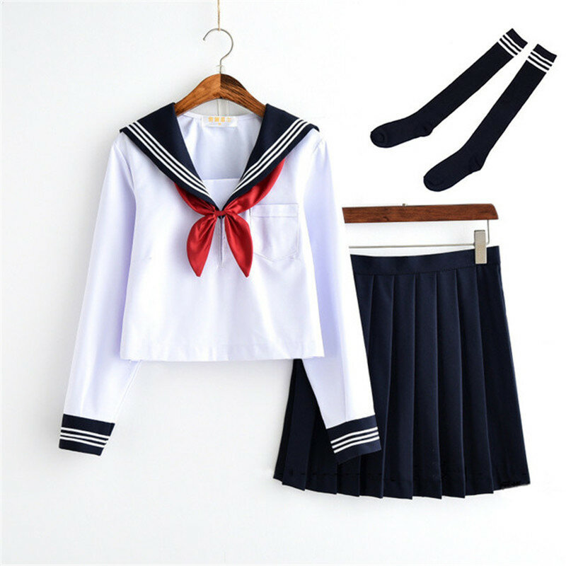 일본 클래스 해군 선원 교복, 여학생용 흰색 교복, 애니메이션 코스튬 세일러 네이비 세트