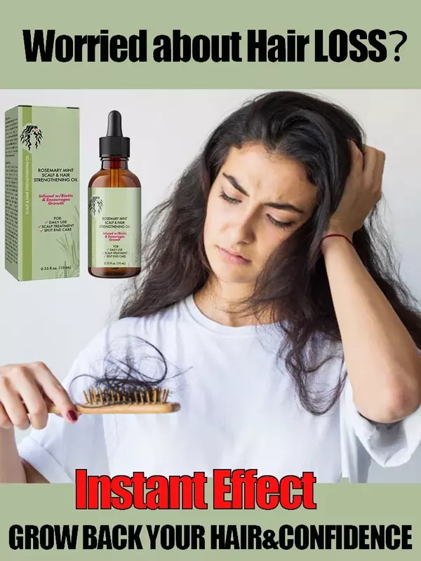 Minyak esensial pertumbuhan rambut, minyak esensial murni alami Rosemary Mint perawatan memberi nutrisi untuk ujung terbelah Mielle kering