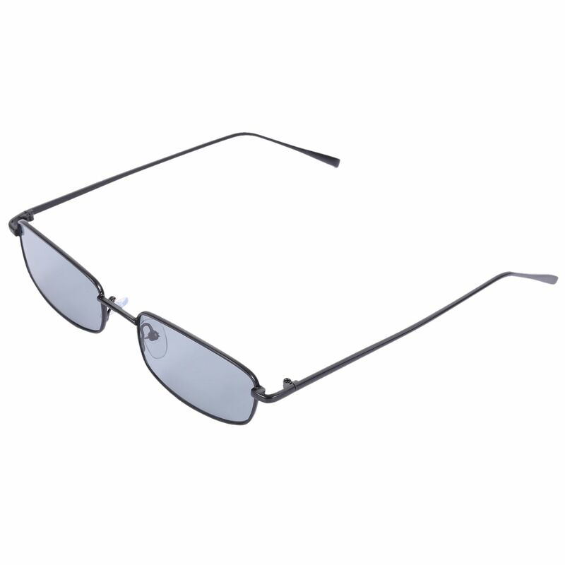 女性と男性のためのレトロなスタイルのサングラス,小さなサングラス,長方形,色: 黒,灰色,s8004