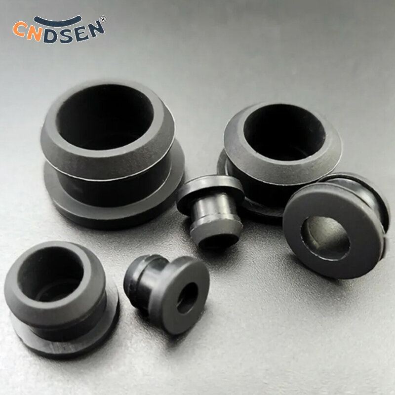 Black Silicone Rubber Snap-on Grommet Hole Plugs End Caps Bung Wire Cable Protect Bush 4.5mm-30mm
