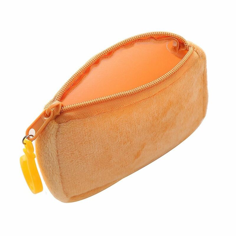 Solid Color Plush Coin Purse Large Capacity With Keychain Small Earphone Bag Zipper Korean Style Zipper Lipstick Bag