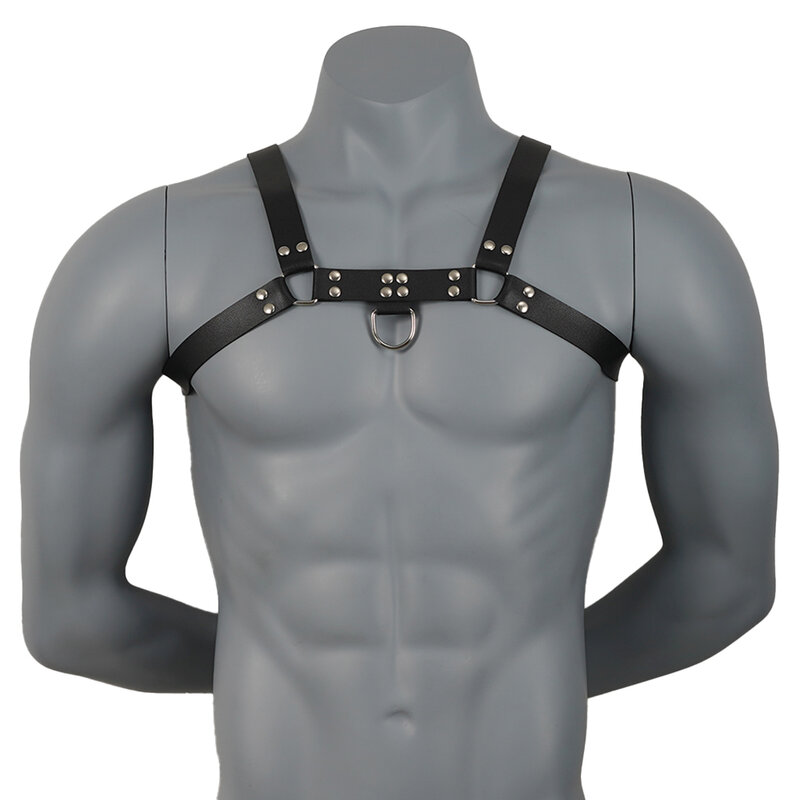 Harness for Men BDSM Gay Pu Leather Studded Decor Harness Adjustable Sex Bondage Harness Fetish Clothing Erotic Costume chest