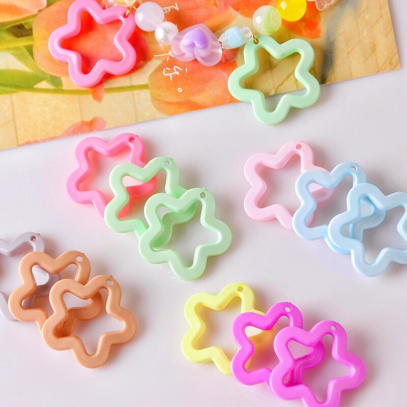30x30mm 20 Color Acrylic Star Charm Pendants For Jewelry Making Accessories