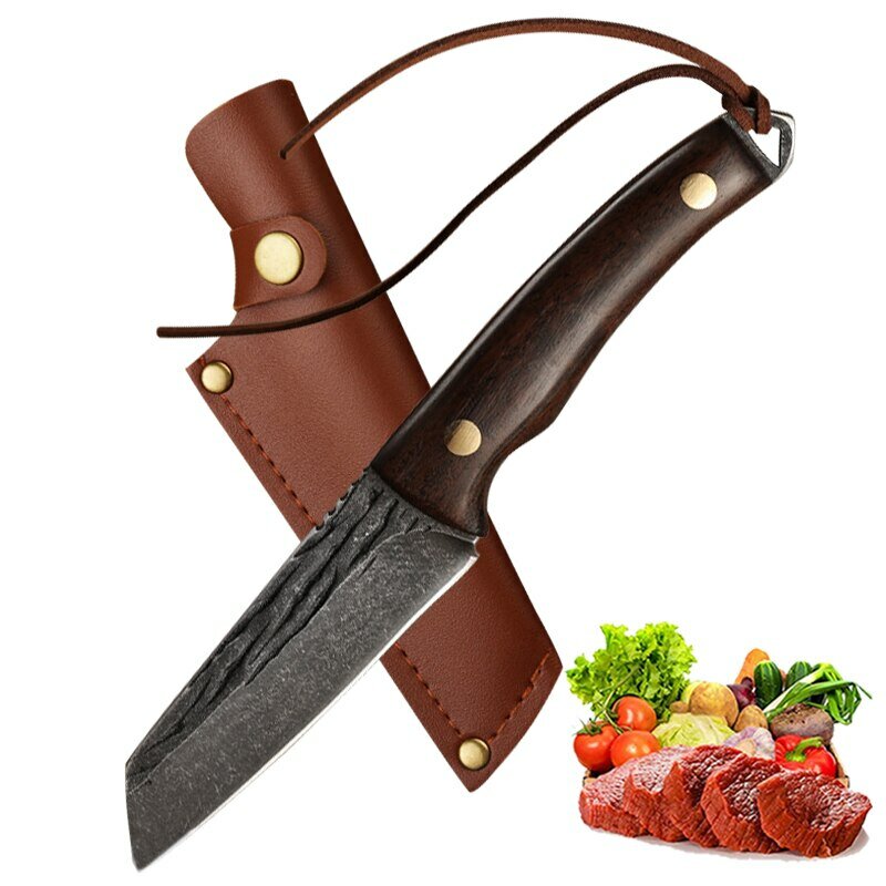 Couteaux de chef de cuisine en acier inoxydable forgé à la main, couteaux à désosser, couteau de pêche, couteau de boucher à viande, couteau opaque