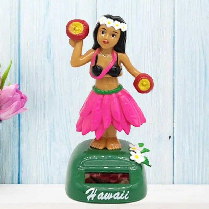 Chica Hawaiana para decoración de coche, decoración de baile con energía Solar, muñeca con cabeza agitadora, tablero Hawaiano para oficina y hogar