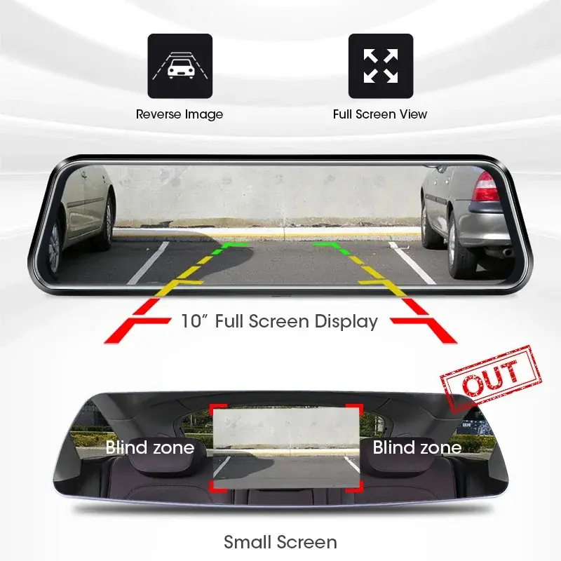 Jansite 10 "Car DVR Touch Screen Stream Media 1080P fotocamera anteriore/posteriore Dash cam registratori Video automatici specchietto retrovisore camme di Backup