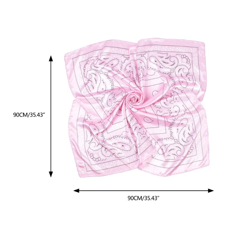 Y166 Unisex Turban Head Scarf Headwear Square Hair Scarves for Riding Camping Cycling Exquisite Silk Feeling Hair Cover Wrap