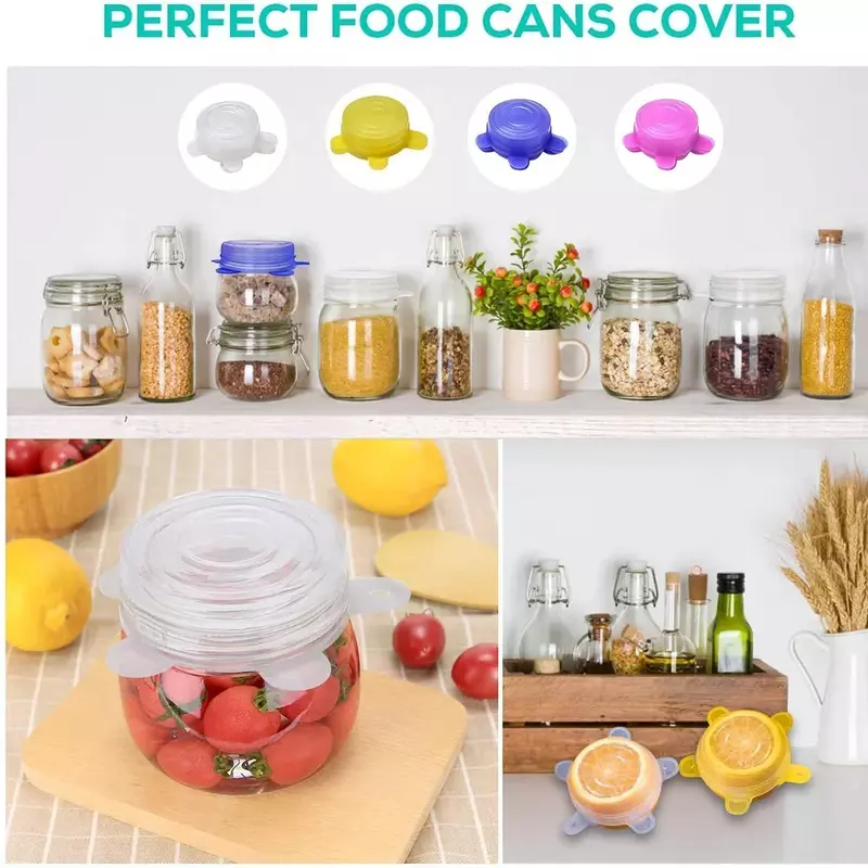 Silicone Can Covers Small Silicone Stretch Lids 6p Silicone Jar Lids Food Safe Lids for Yogurt Jars Bowls 2.6 Inch