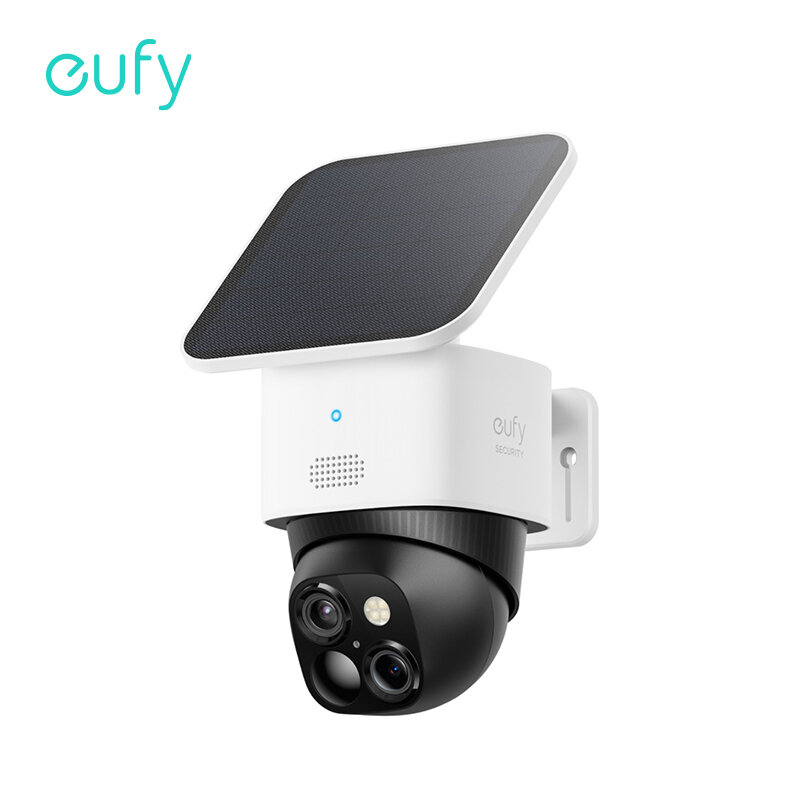 Eufy-كاميرا لاسلكية للأمن الشمسي s340 ، كاميرا مراقبة خارجية ، 360 درجة ، لا بقع عمياء ، 2 ghz ، واي فاي ، لا رسوم شهرية