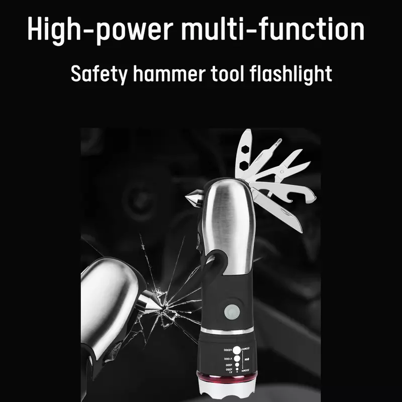 Outdoor Multi-function Tool Flashlight Strong Light Flashlight LED Flashlight Emergency Tools Hiking Camping Equipment