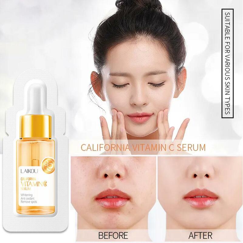 1.5ML witaminy C Serum do twarzy esencja kwasu hialuronowego naprawy rozjaśnić linie wybielające pielęgnacja dobrze blaknąca skóra Anti-aging balsam V6F3