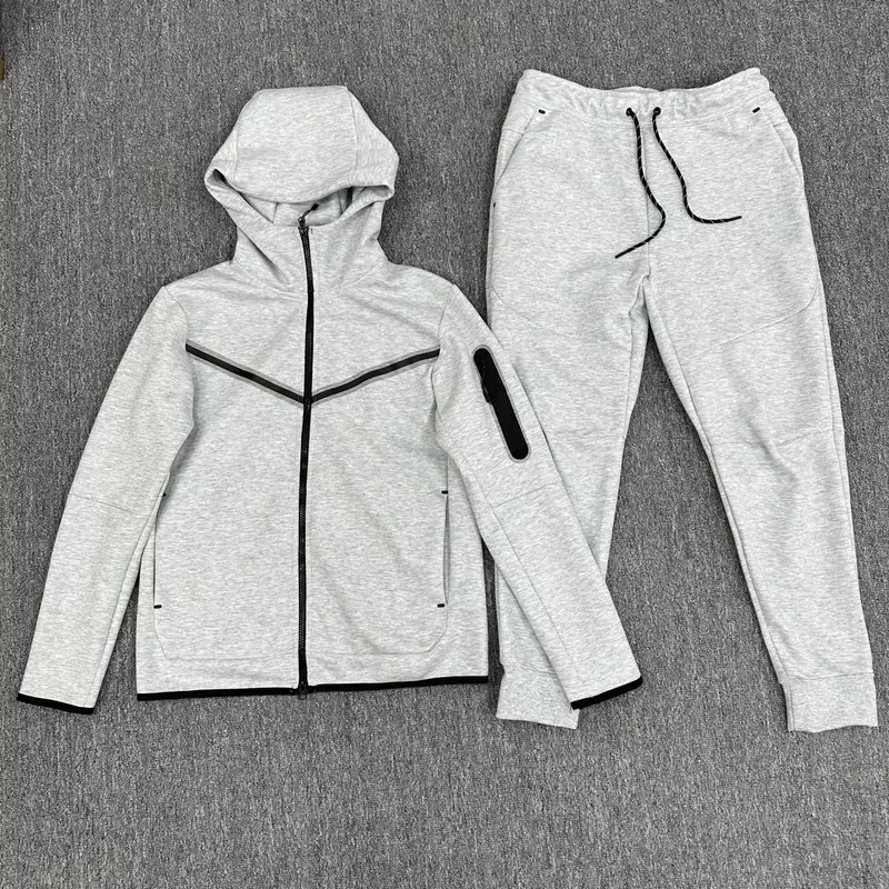 2023 Spring and autumn new men's hooded jacket splicing suit leisure sports jogging two-piece set