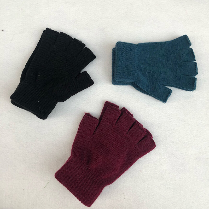 Guanti invernali mezze dita senza dita guanti da esterno Unisex guanto corto caldo donna uomo guanti in maglia di lana guanto elastico Comfort