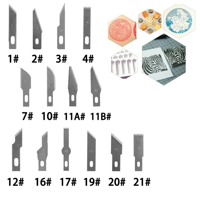 10Pcs Carving Blade Replaceable 1/2/3/4/7/10/11A/11B/12/16/17/19/20/21 Silver DIY Hand Tools Craft-Scalpel Multifunction Blade