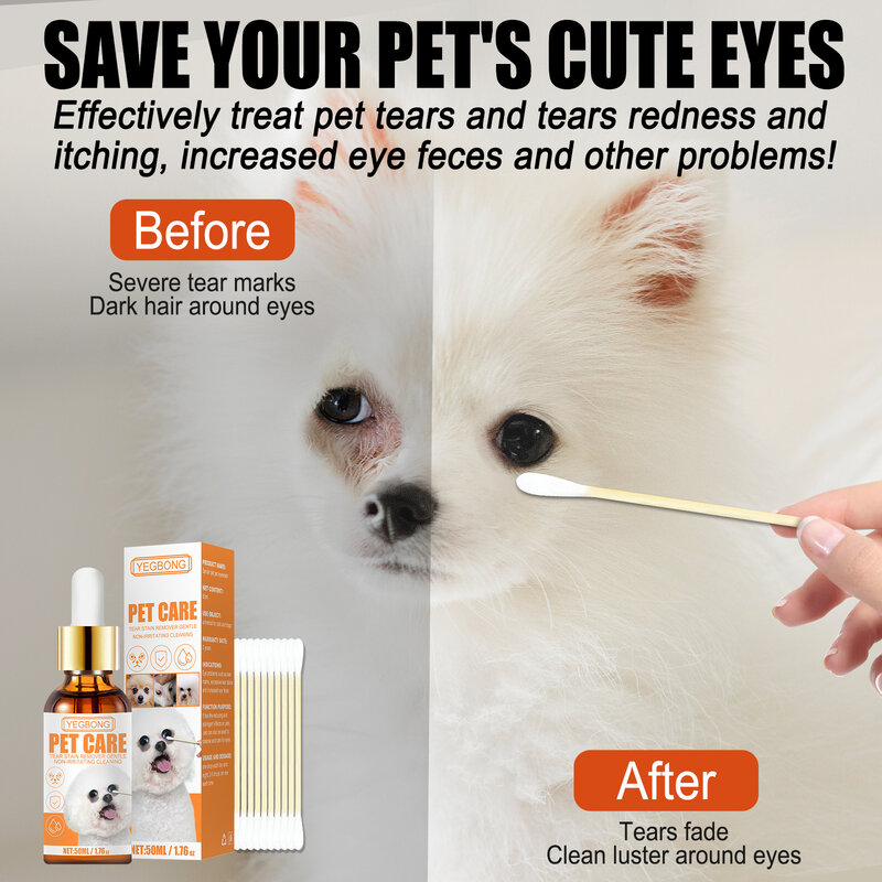 Eye Wash Drop for Dogs Tear smacchiatore alleviare prurito irritazione escrementi degli occhi pulizia deodorante Pet Eye Cleaning Liquid