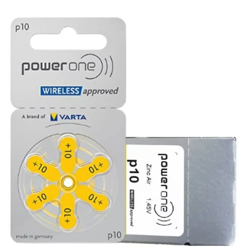 PowerOne-batería para audífono P10, 60 piezas, 10 tarjetas, Zinc Air, 1,45 V, 10A, 10 a10, PR48