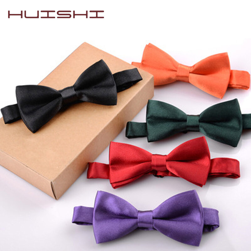 HUISHI-pajarita para niños y niñas, pajarita bonita de Color sólido, accesorios para el cuello de mariposa
