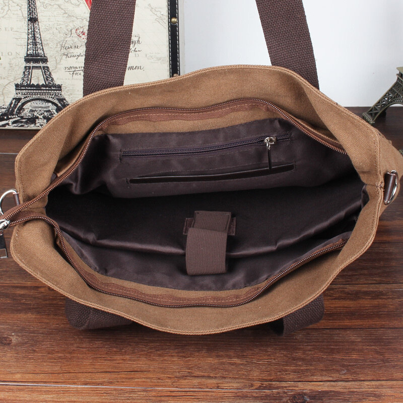 Lässige Leinwand Herren Aktentasche große Kapazität Handtasche Mode Reiß verschluss männliche Schulter Umhängetasche Business Laptop