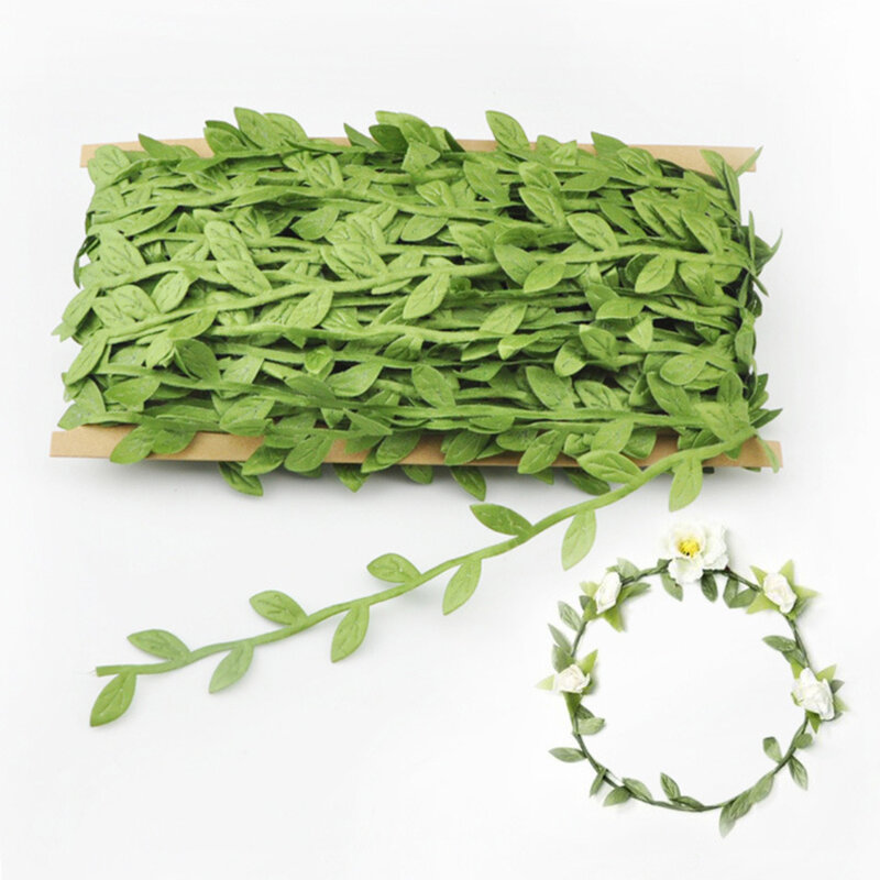 200 Meter Seidenstoff Blätter Kranz Dekoration Zubehör grünes Blatt Rattan Blätter Simulation DIY Kranz Material