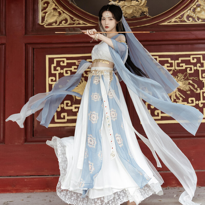 Abrigo informal chino para mujer, falda giratoria, eslinga de elemento chino, disfraces de princesa árabe, primavera, verano y otoño