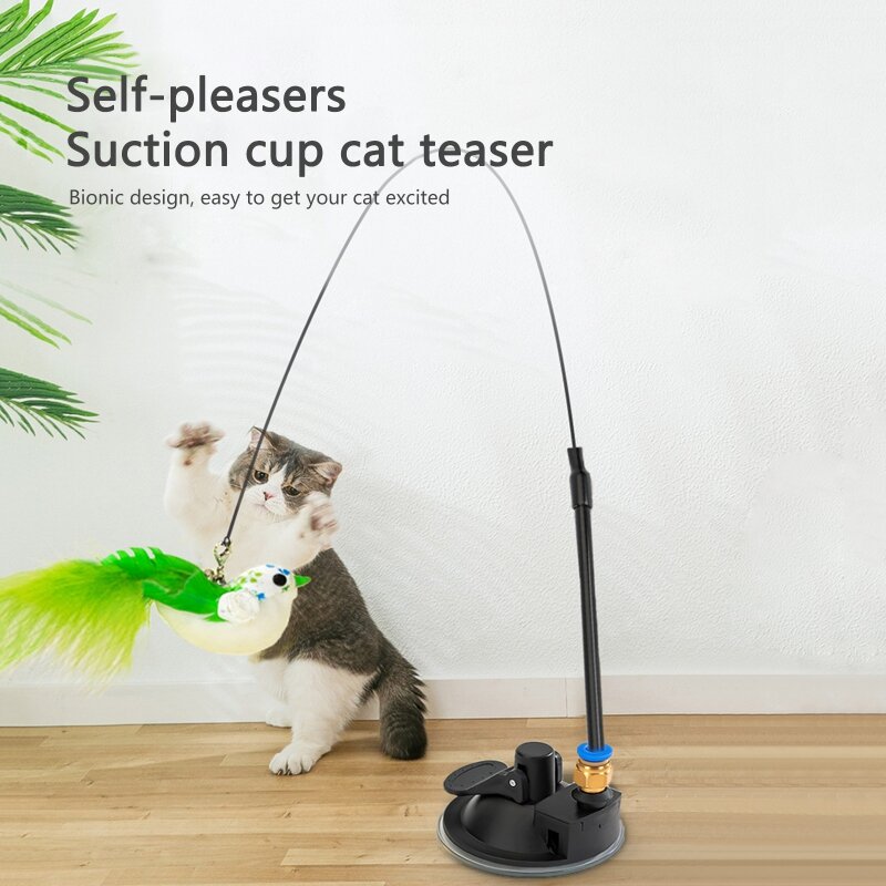 Symulacja piórko ptak interaktywne zabawki dla kotów z przyssawką zabawny kot zagraj w kij różdżki zabawki kotek artykuły dla kotów dla kotów domowych
