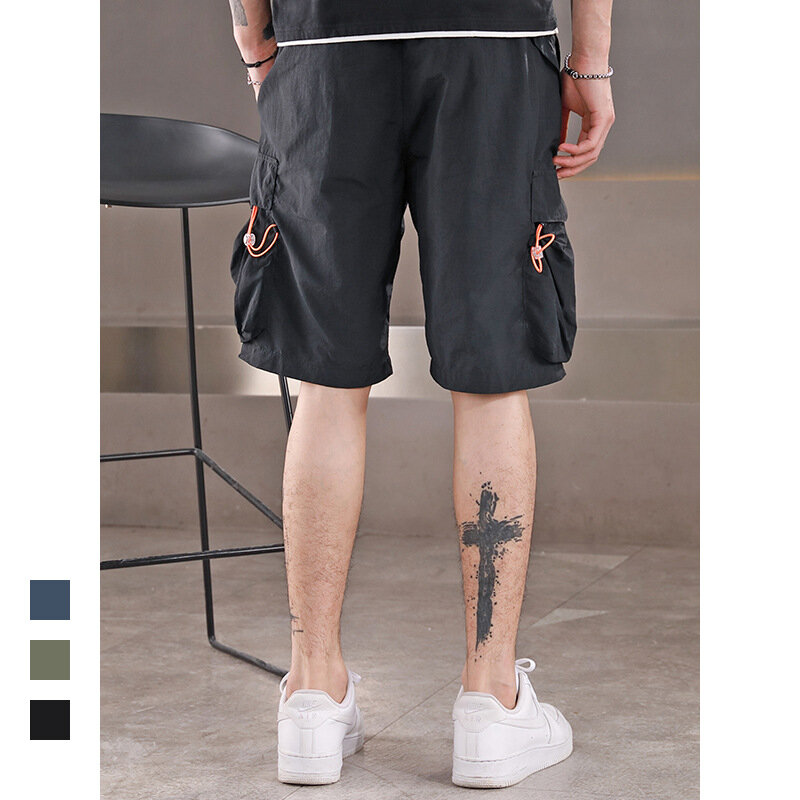Шорты-карго мужские, летние свободные брюки-слаксы, модные укороченные брюки в стиле хип-хоп с несколькими карманами