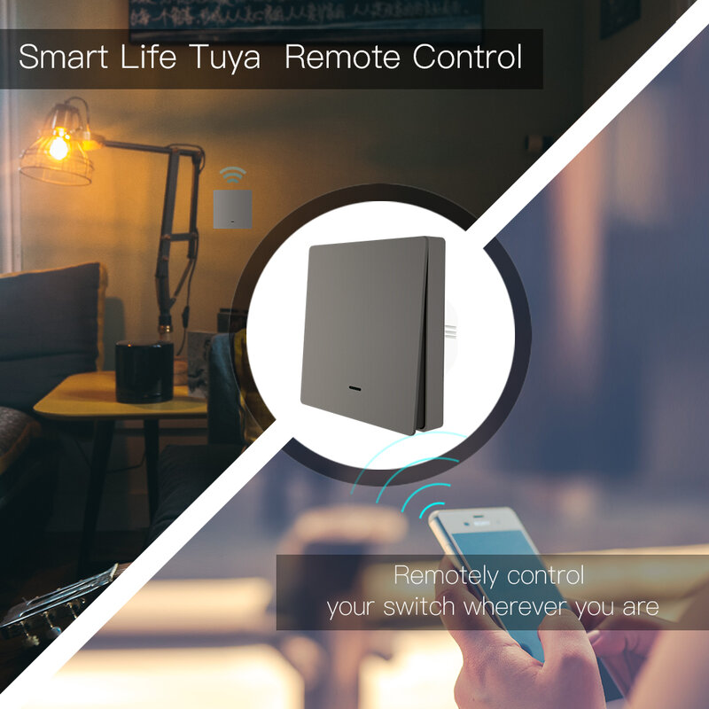MOES WiFi Smart Wall Light Switch RF433 Push Button Transmitter Smart life Tuya App Remote Control Works with Alexa Google Home