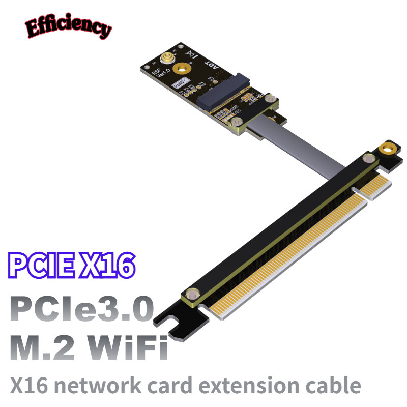 PCIe X16 vers M.2 A.E. Clé adaptateur WiFi, câble d'extension, carte réseau sans fil, ADT