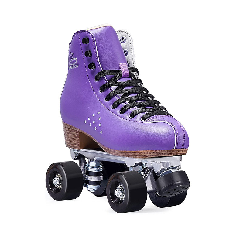 PAPAISON Roller Skates Pu Leather Four wheel Shiny Unisex Aluminium Skate Wheels Quad Roller Skates
