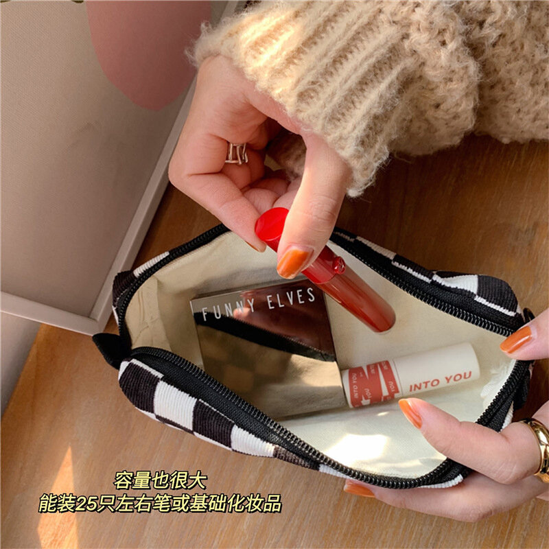 귀여운 한국 카와이 화장품 보관 가방, 귀여운 지갑, 여성 메이크업 정리 립스틱 핸드백, 학교 문구 가방, 연필 케이스 파우치