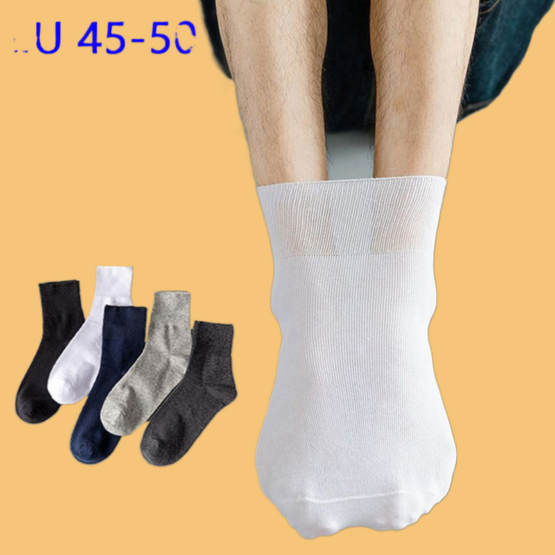 2024 Fashion New Comfortable Cotton Socks 5 Pairs Of Loose Men's Black White Grey Socks Breathable Anti-odor Middle Socks