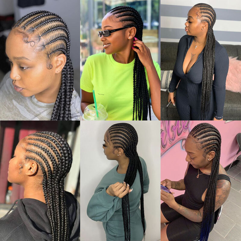 Incoo Braided Lace Frontal Wigs Jumbo Knotless Braided Wigs For Black Women Synthetic Box Braids Wig Black Twist Hair 36 Inch