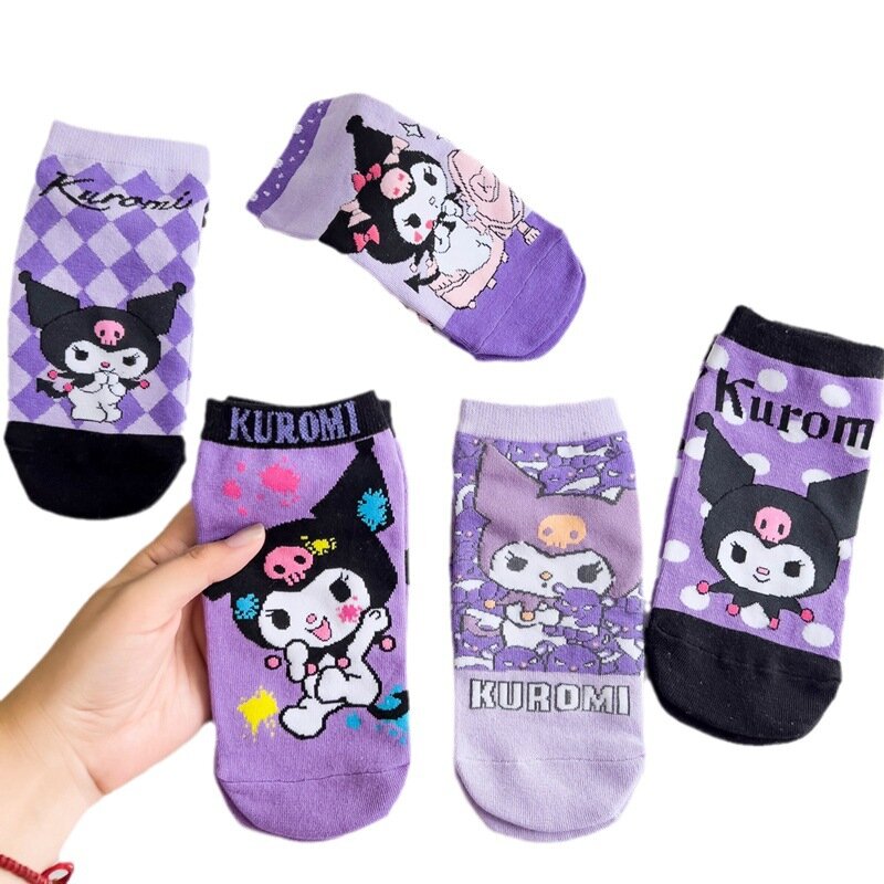 Sanrio Imp Мультяшные фиолетовые носки, милые Дышащие носки на ногу, Носки с рисунком на день, женские фиолетовые летние тонкие носки