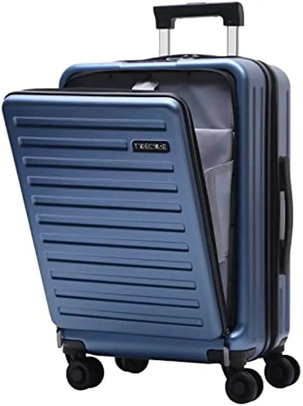 TydeCkare 20 Polegada Carrry na bagagem com bolso frontal, 45L, ABS + PC Hardshell Mala com TSA Lock & Spinner Rodas, Ice Blue