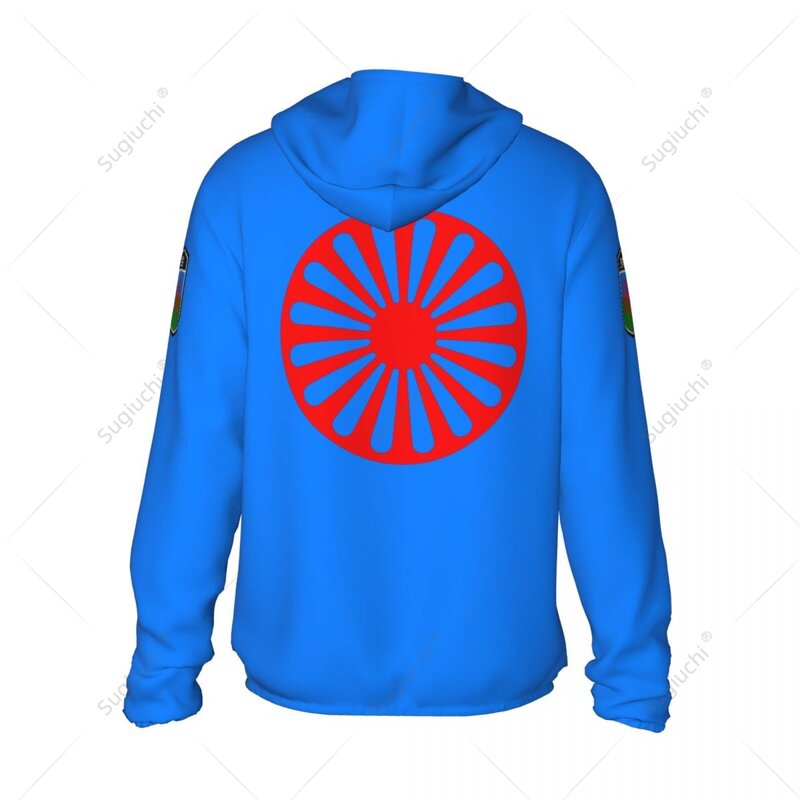 Roma Romani Gypsy Flag Sun Protection Hoodie Sunscreen Clothes Fishing Cycling Running Quick Dry With Zipper Polyester