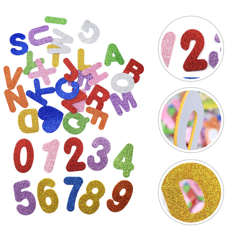 2 Packs Small Alphabet Letter Foams Glitter Letter Nail Sticker Craft Supplies Letter Nail Sticker