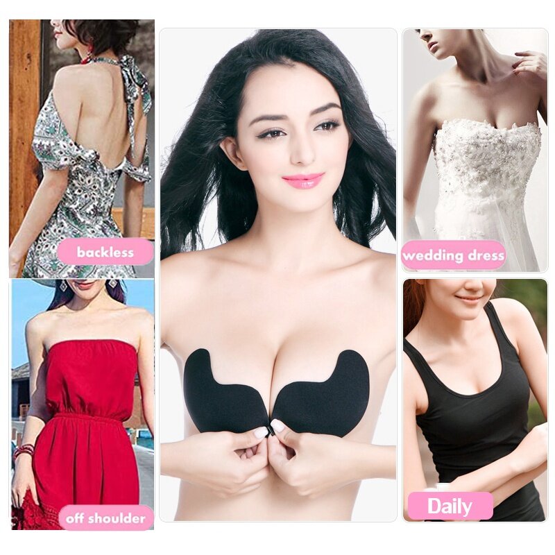 Reusable Silicone Bust Nipple Cover Pasties Stickers Mango Breast Self Adhesive Invisible Bra Lift Tape Push Up Strapless Bra