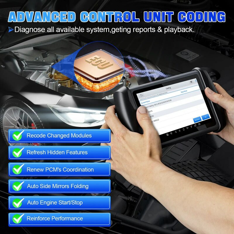 XTOOL IP819 Car Diagnostic Tools OBD2 Scanner All System ECU Coding CANFD Bi-directionnal Control IMMO ABS Oil A/F EPB 36 Reset